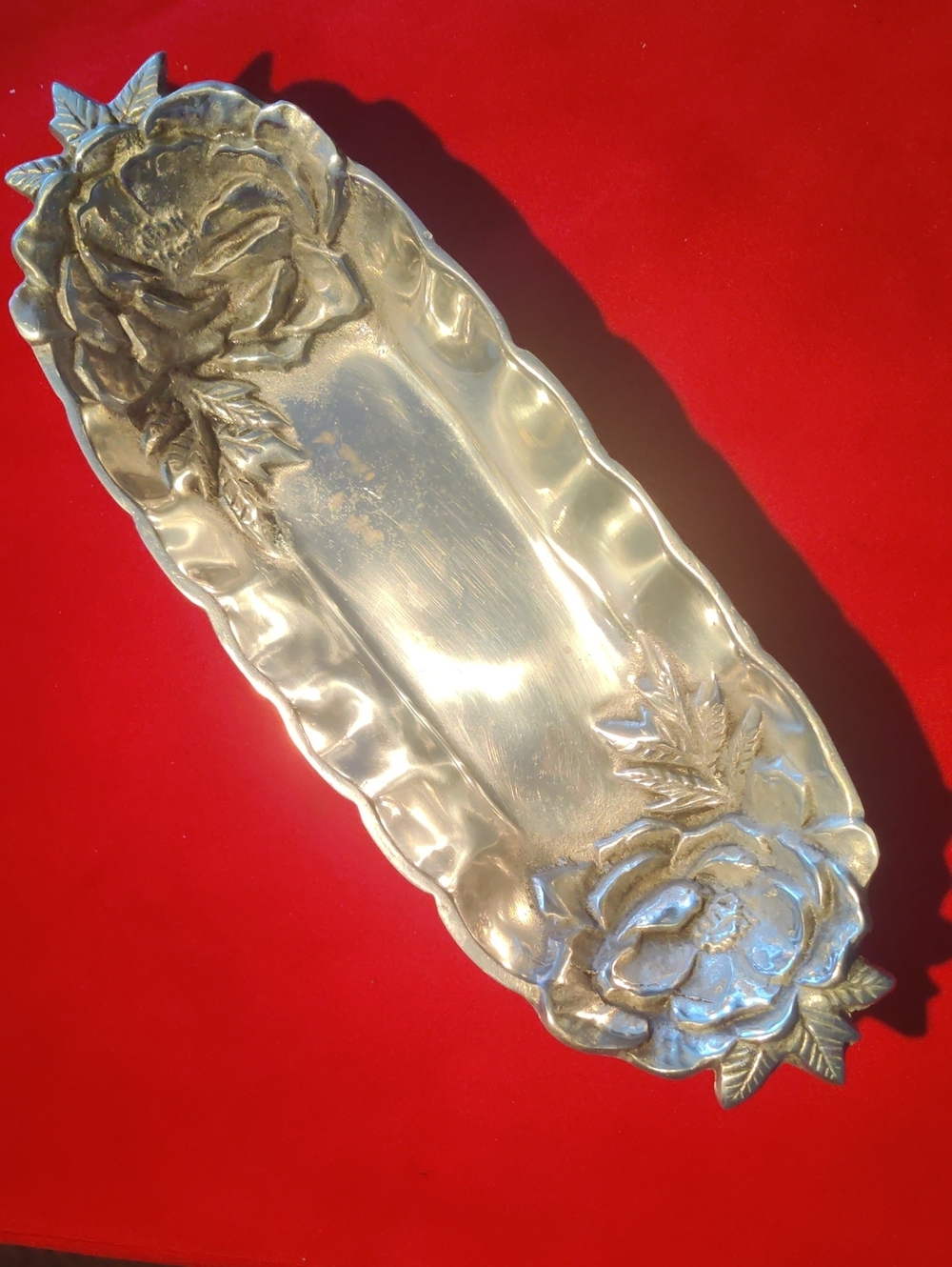 Alum Creations 1991 Pintel Collection Tray Dish Floral By Susan Stocking 13.5”